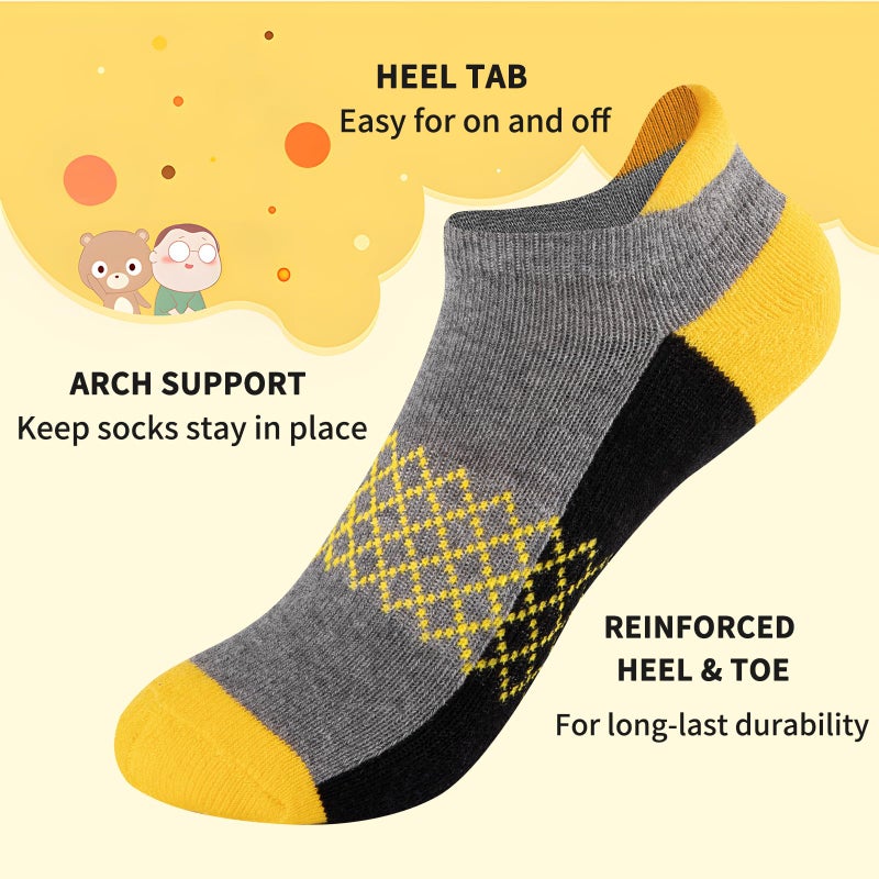 Comfoex Boys Socks 6 Pairs Ankle Athletic Sock Half Cushioned Low Cut Socks For Little Big Kids - Image 3